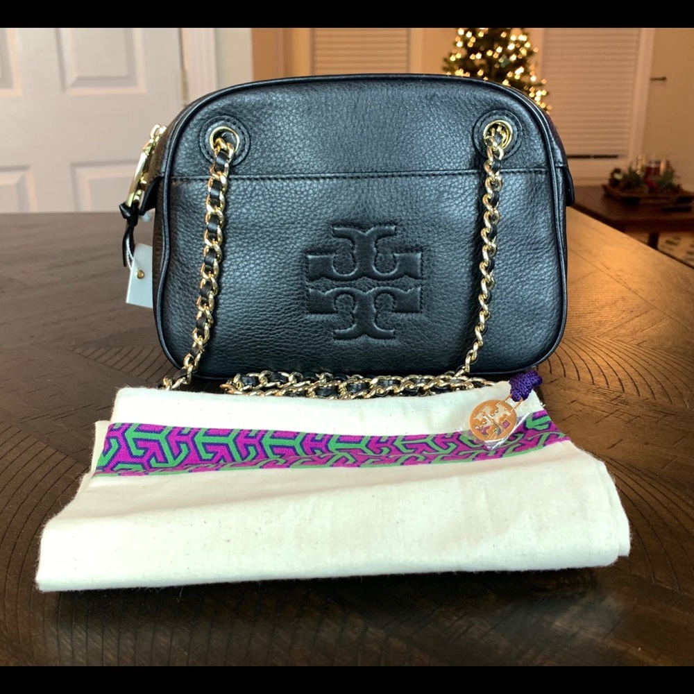 Tory Burch Black Leather Chain Crossbody NWT